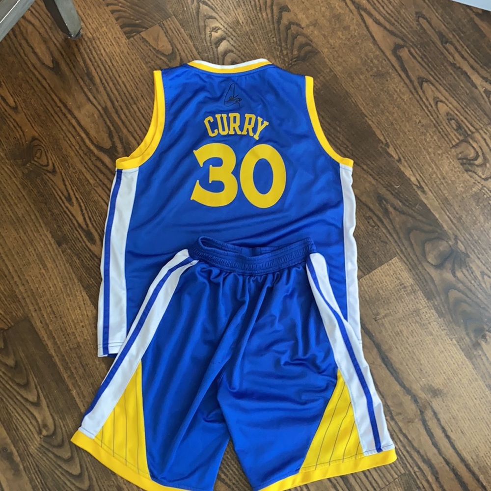 Curry Golden State Warriors Jersey & Shorts Sz YM